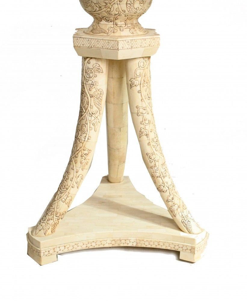 Pair Hand Carved Side Tables Indian Occasional Furniture photo vintage