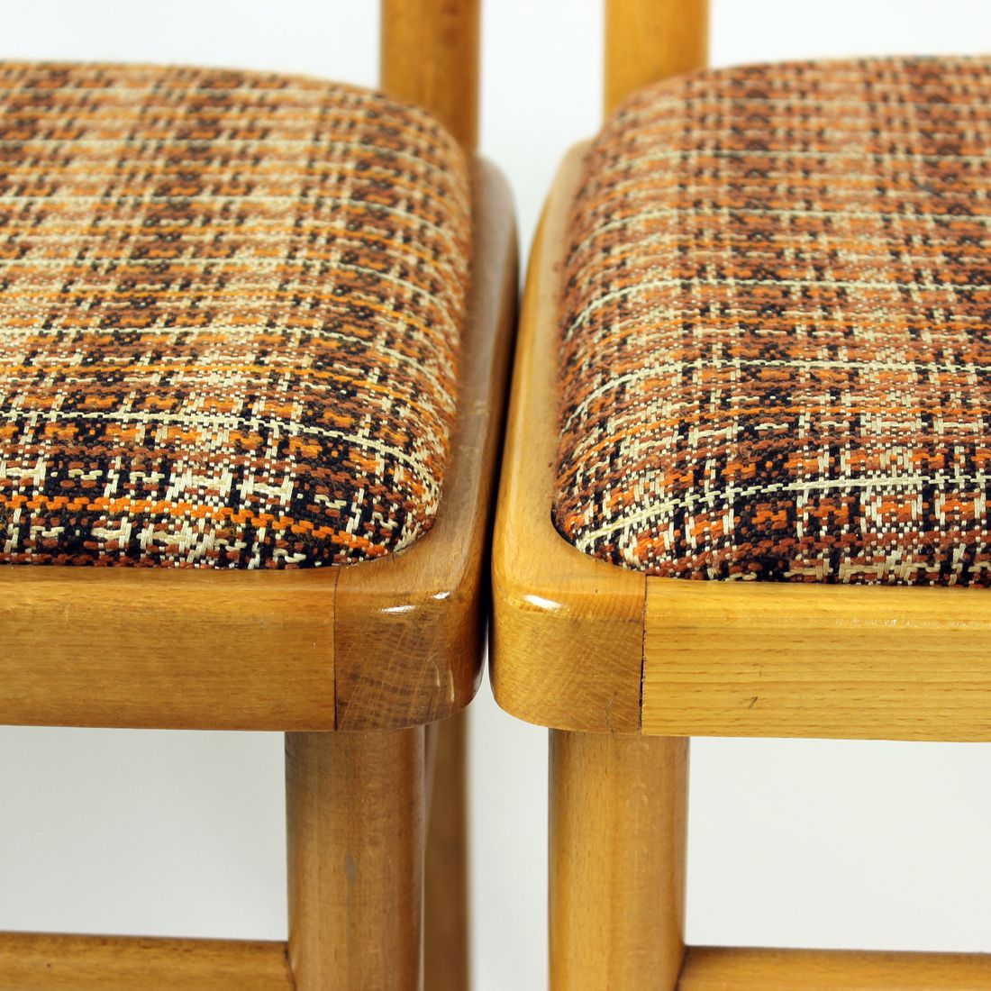 Midcentury Dining Chairs In Oak And Fabric, Ton Czechoslovakia, Set Of 4 photo vintage