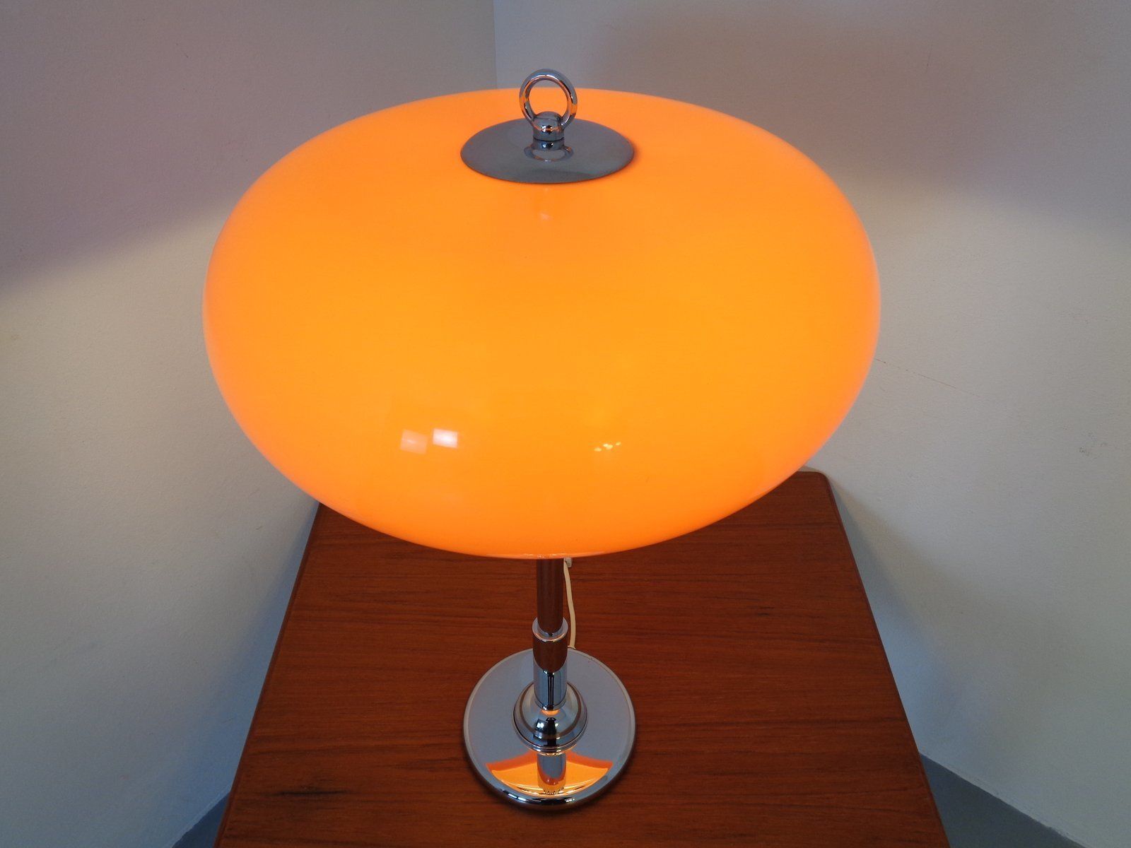 Italian Orange Plastic & Chrome Table Lamp, 1960s photo furniture