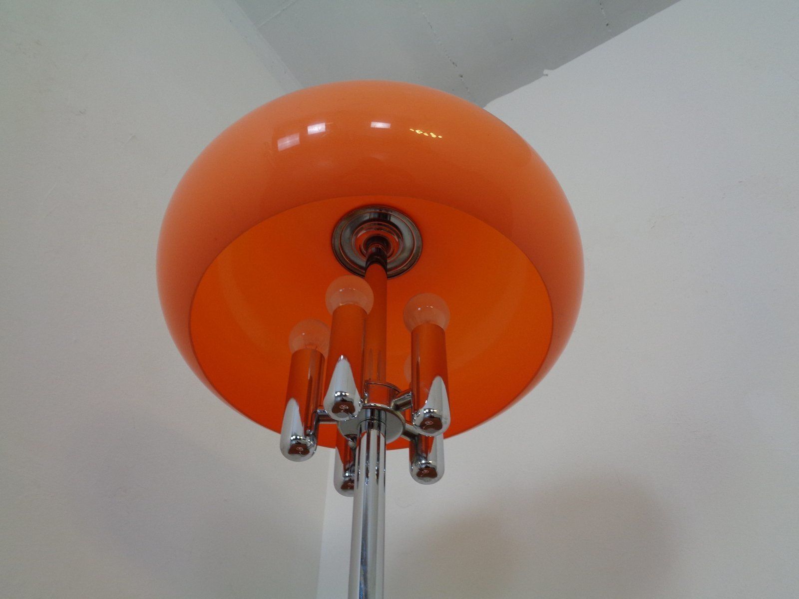 Italian Orange Plastic & Chrome Table Lamp, 1960s photo vintage