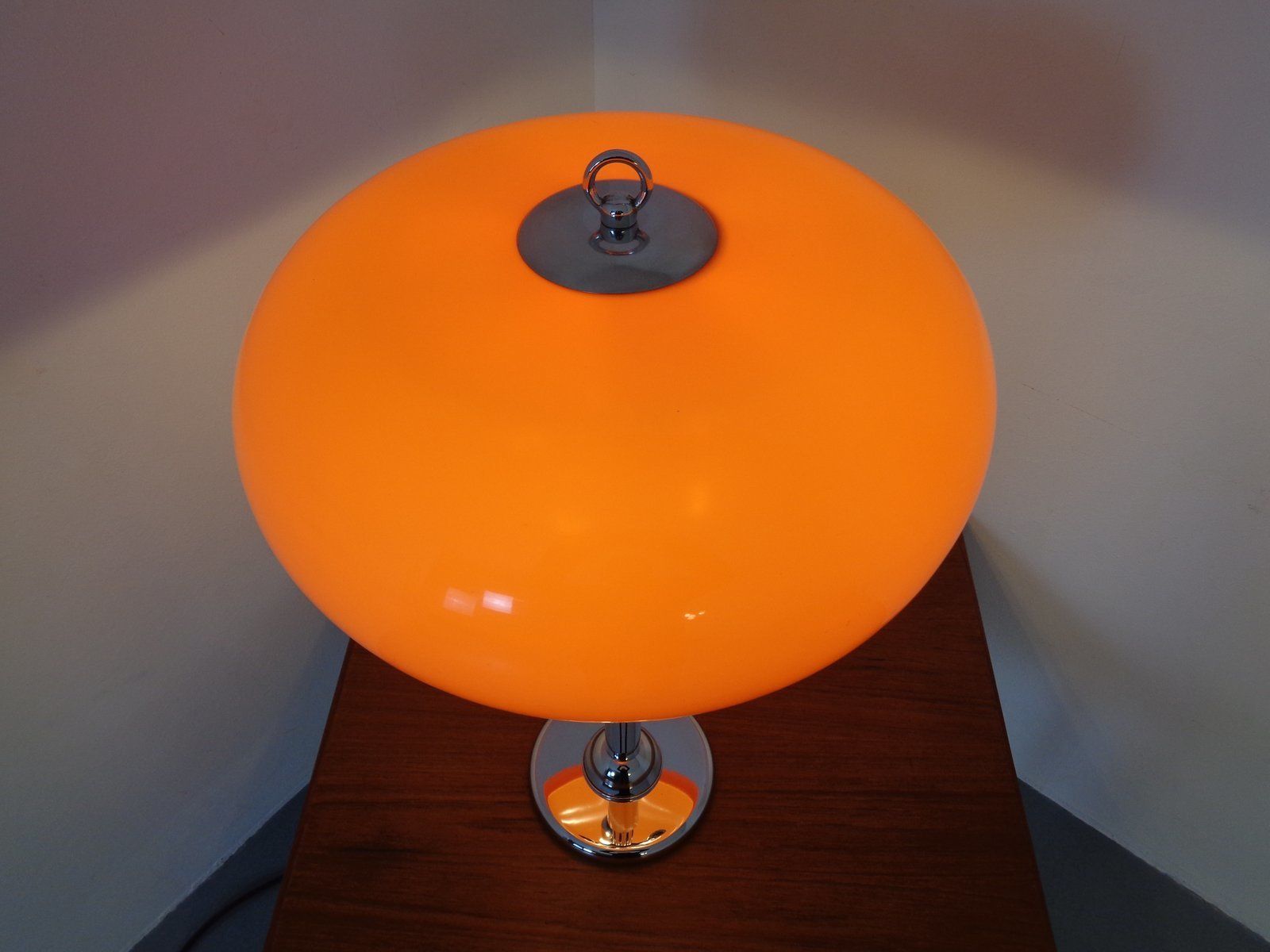 photo buy Italian Orange Plastic & Chrome Table Lamp, 1960s