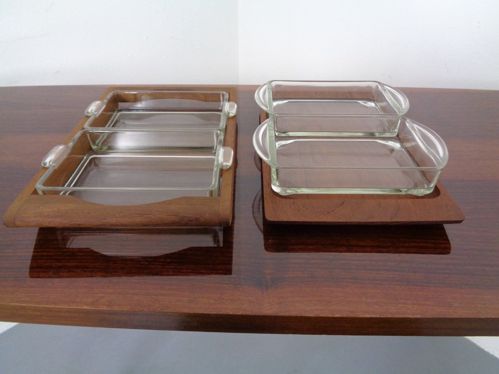 Danish Siam Teak Tray And Glass Bowls From Artiform, Set Of 2, 1960s photo Home Decor