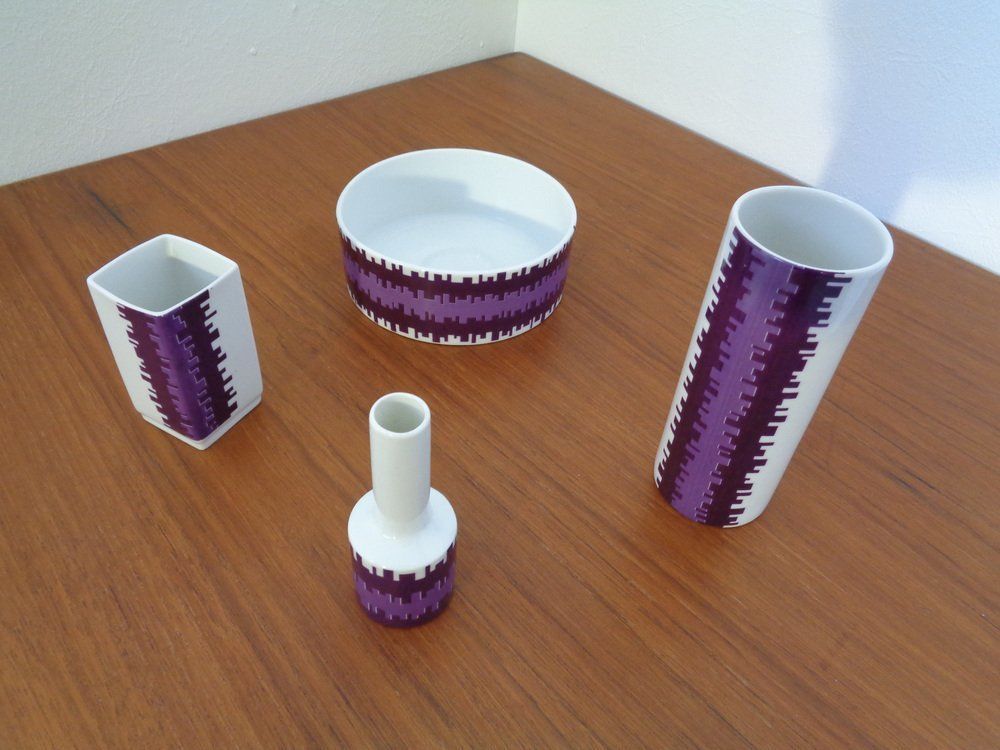 Porcelain Vases & Bowl, 1970s, Set Of 4 photo Home Decor