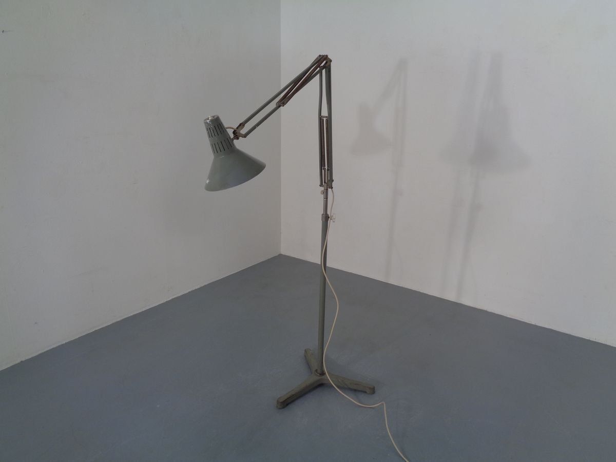 photo for sale Industrial Terry Architectural Floor Lamp By H. Busquet For Hala, 1950s