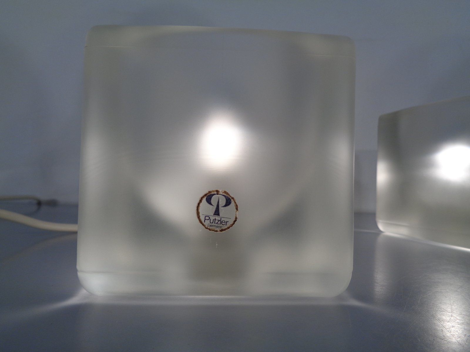 photo vinterior Glass Cube Lamps From Peill & Putzler, 1970s, Set Of 2