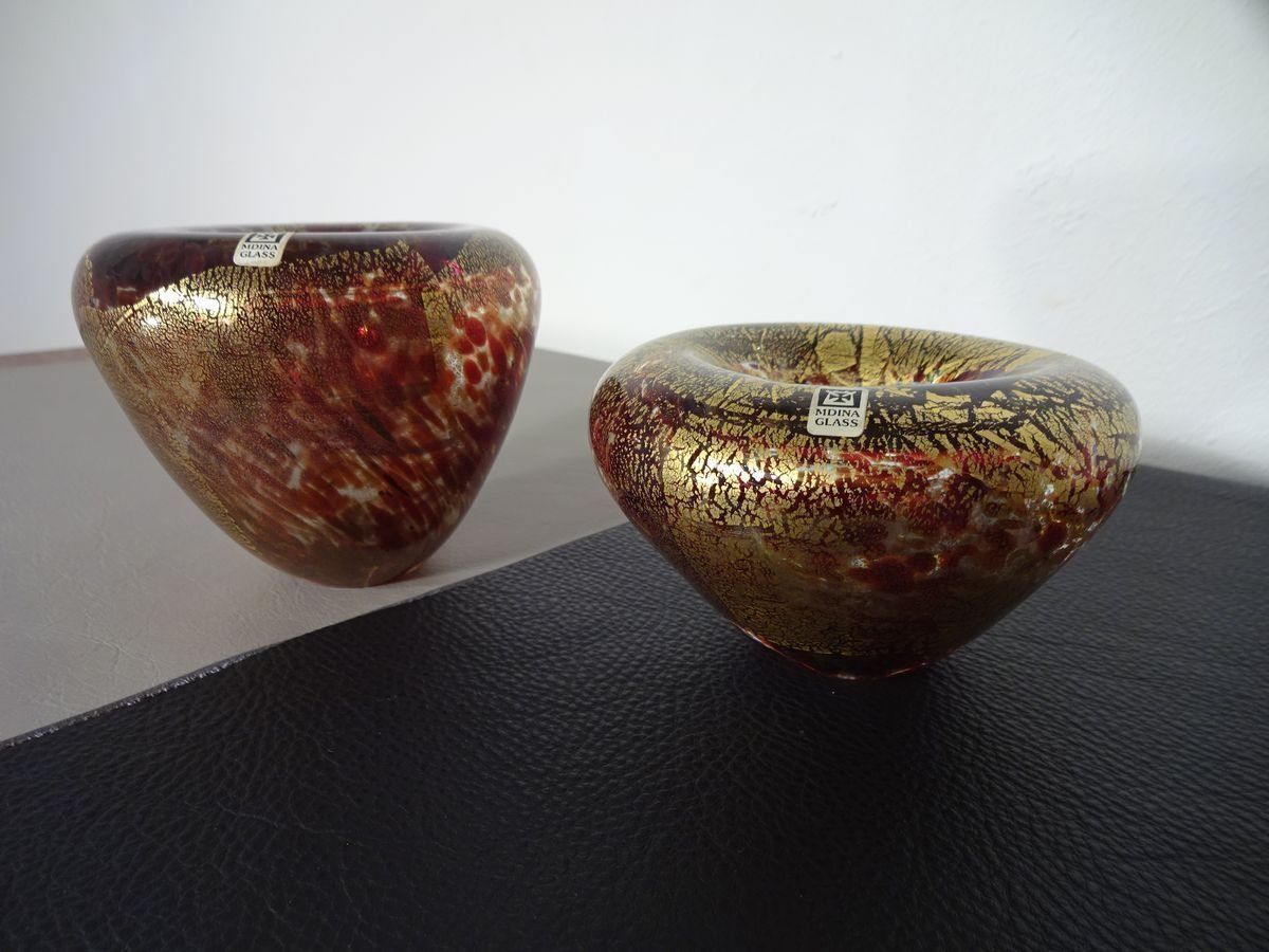 Maltese Glass Ashtrays Rom Mdina, 1960s, Set Of 2