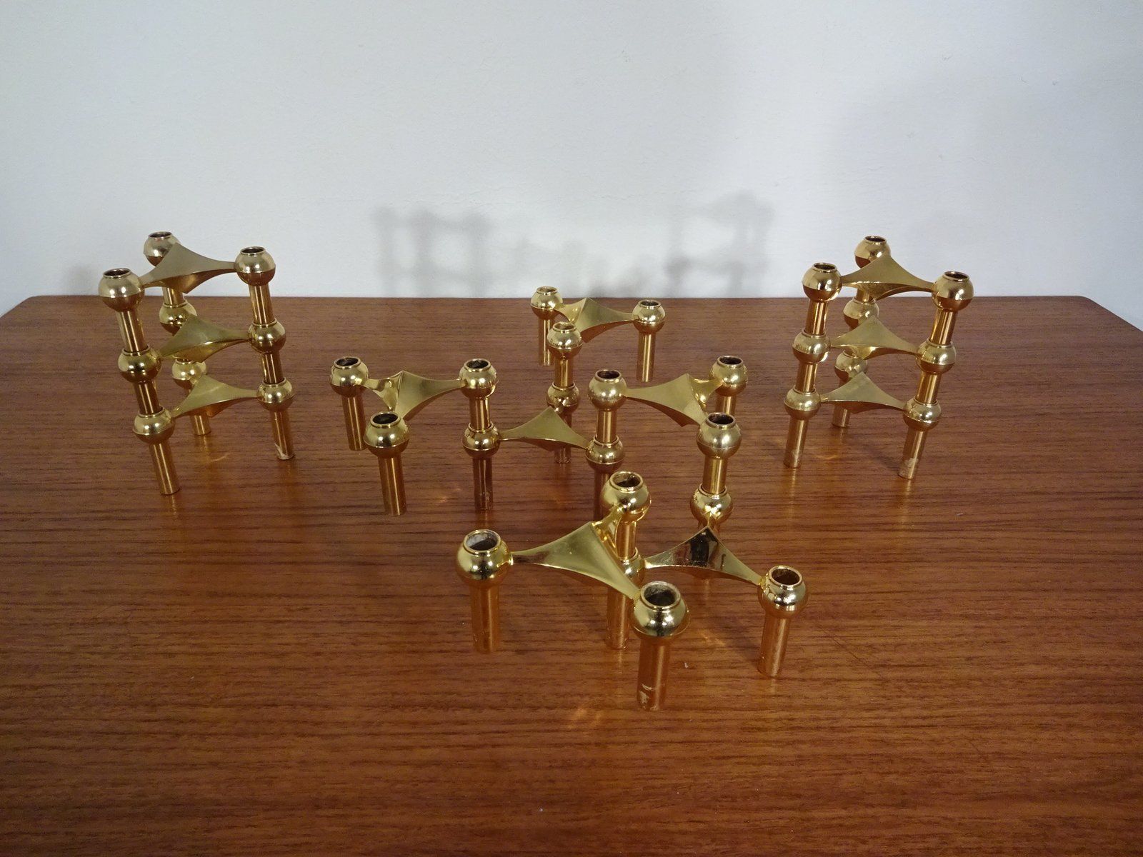 Gold Plated Candleholders By Ceasar Stoffi & Fritz Nagel For Bmf 1960s Set Of 12 photo for sale
