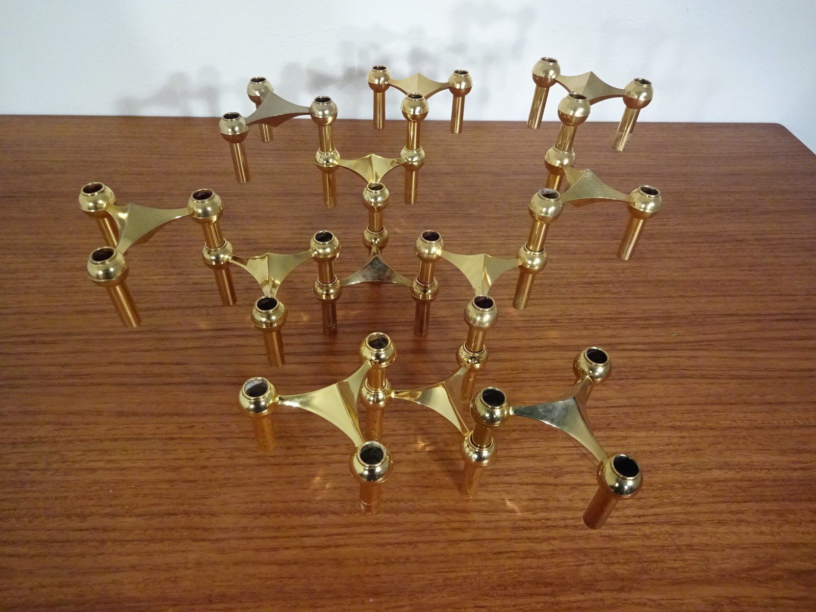 Gold Plated Candleholders By Ceasar Stoffi & Fritz Nagel For Bmf 1960s Set Of 12 photo vintage