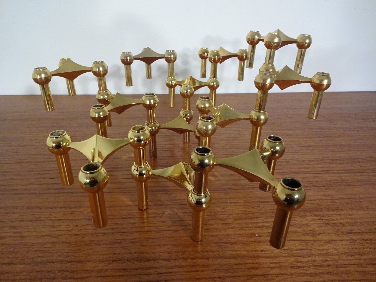 Home Decor Gold Plated Candleholders By Ceasar Stoffi & Fritz Nagel For Bmf 1960s Set Of 12 photo