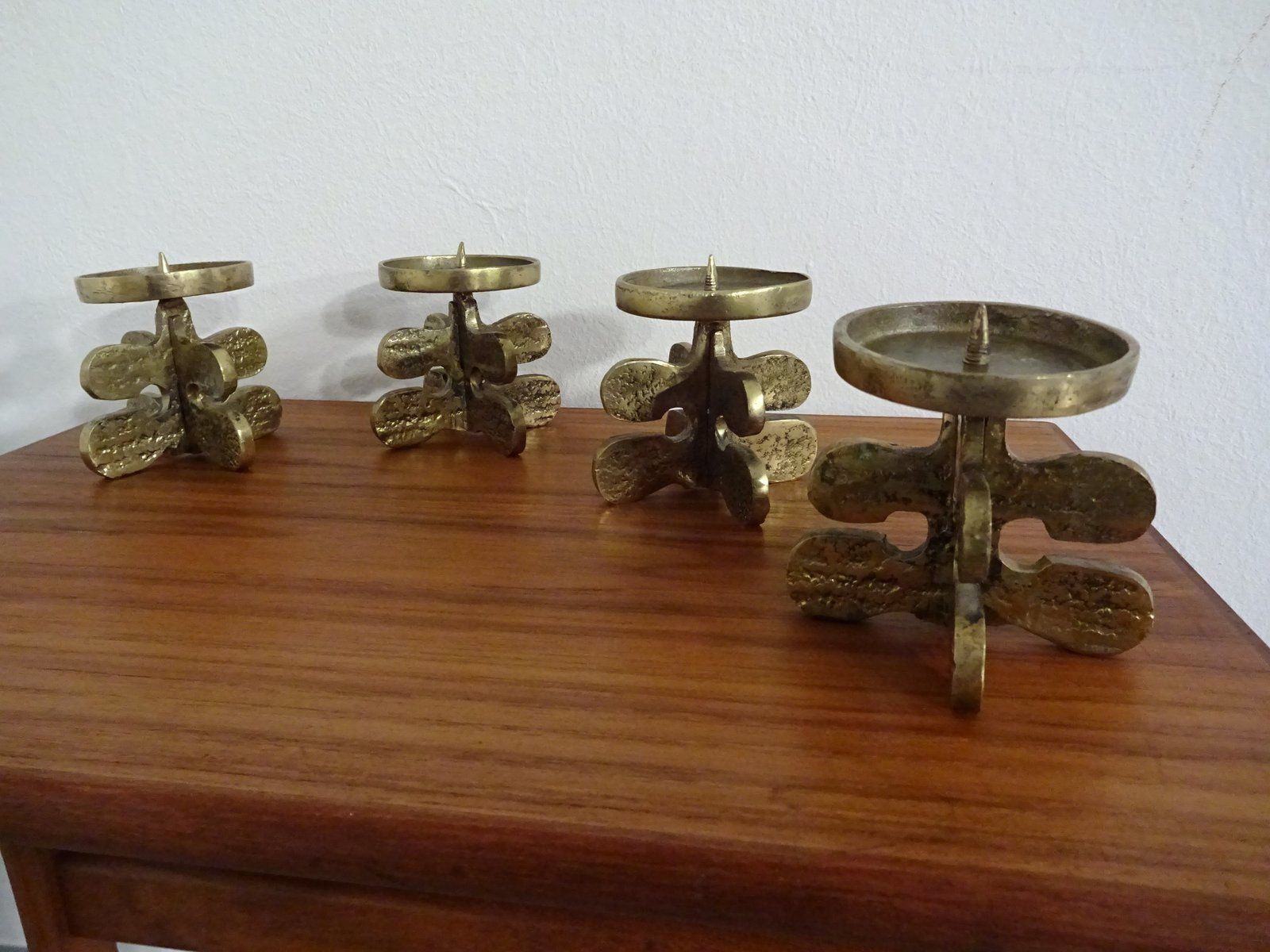 Italian Brutalist Candle Holders By Guiseppe Gallo For Gallo 1960s Set Of 2 photo 252.0