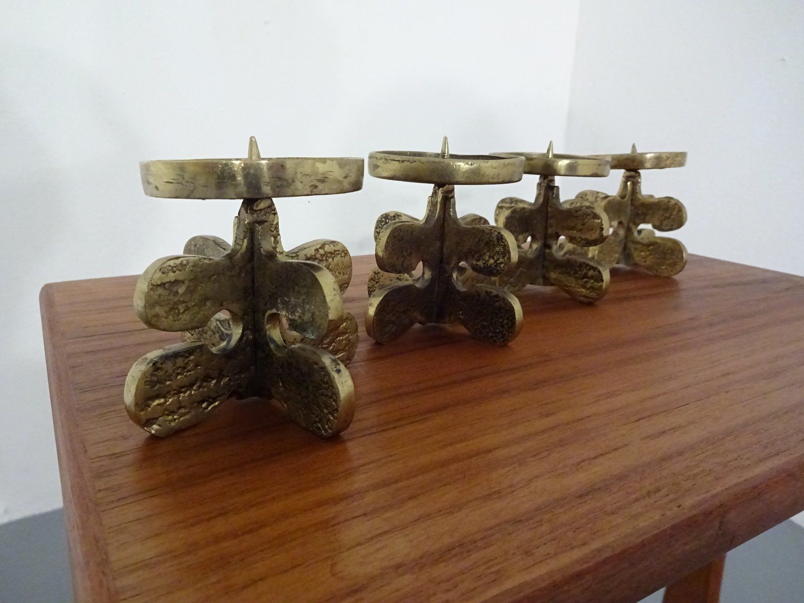 Italian Brutalist Candle Holders By Guiseppe Gallo For Gallo 1960s Set Of 2 photo vintage