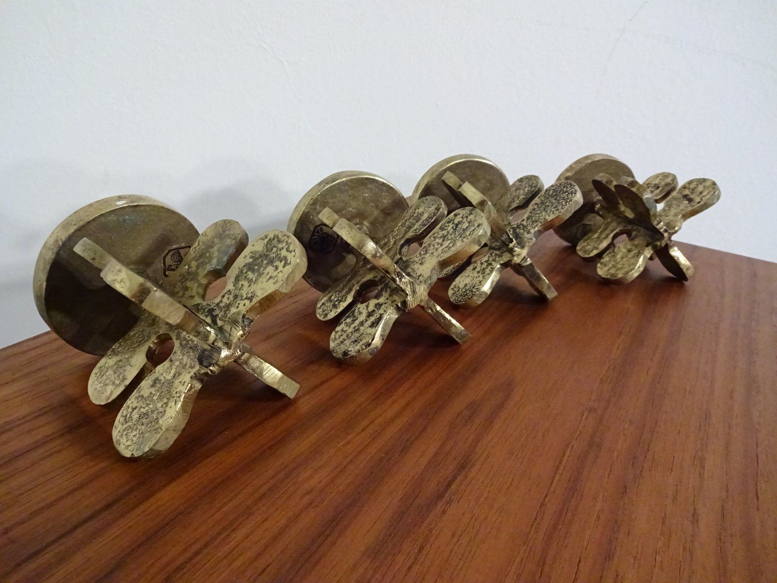 photo for sale Italian Brutalist Candle Holders By Guiseppe Gallo For Gallo 1960s Set Of 2