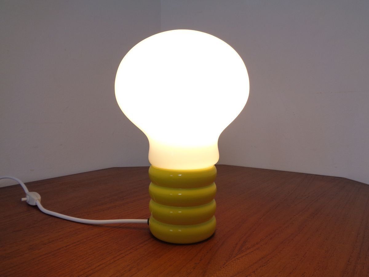 German Yellow Opaline Glass Bulb Lamp By Ingo Maurer For M Design, 1960s photo for sale