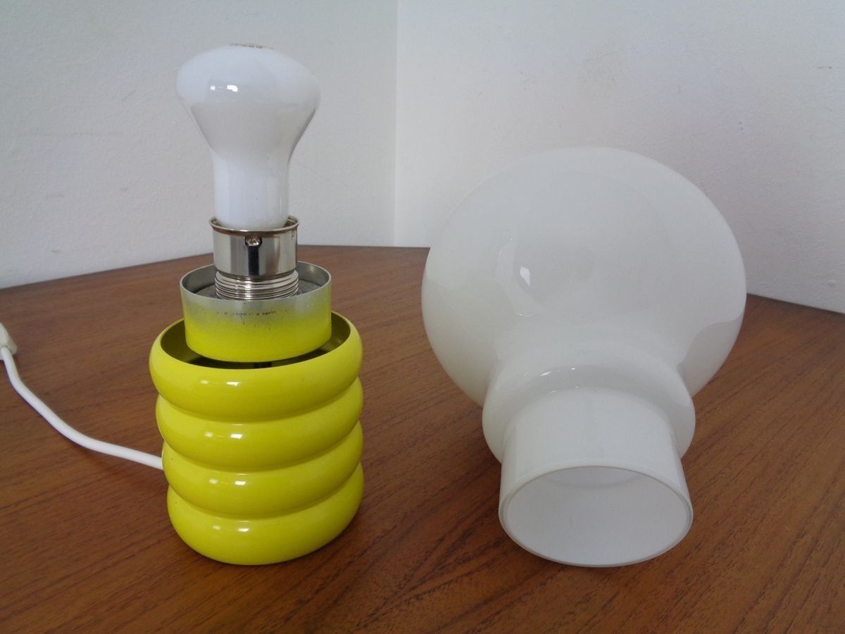 German Yellow Opaline Glass Bulb Lamp By Ingo Maurer For M Design, 1960s photo vintage