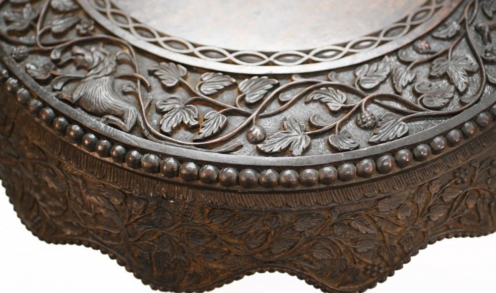 photo vinterior Antique Burmese Side Table Hand Carved Burma 1890