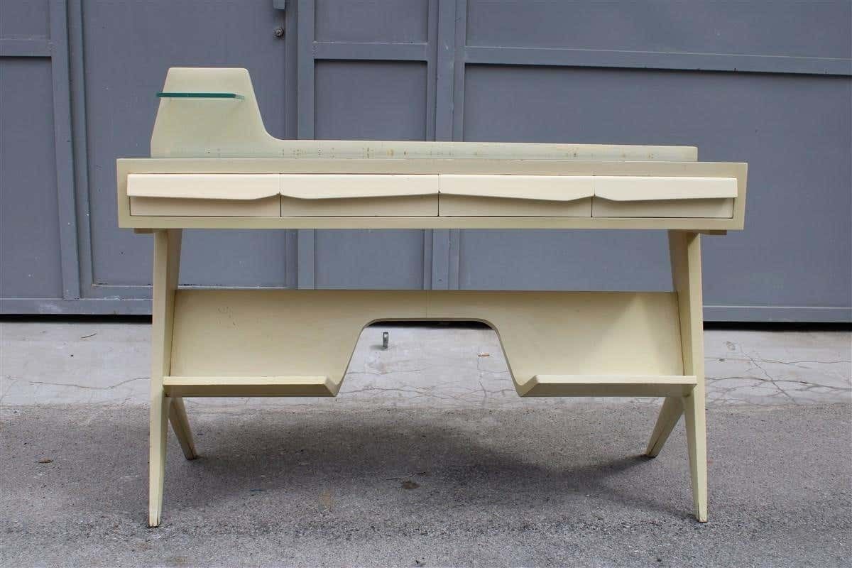 photo for sale Mid Century Italia Vanity Desk In Lacquered Wood Gio Ponti Style Colored Dassi