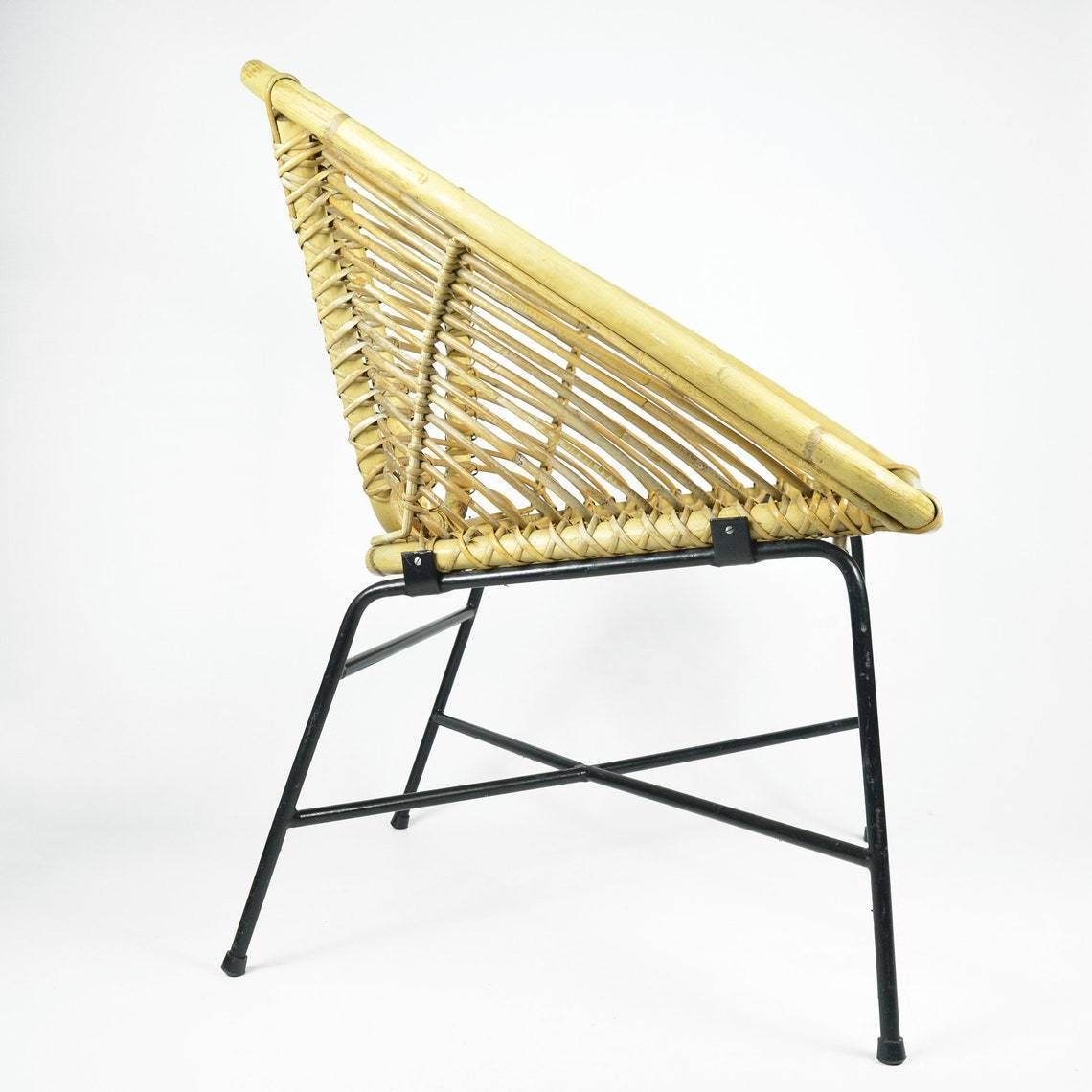 1960s Scandinavian Modern Rattan Bucket Armchair, Denmark photo vinterior