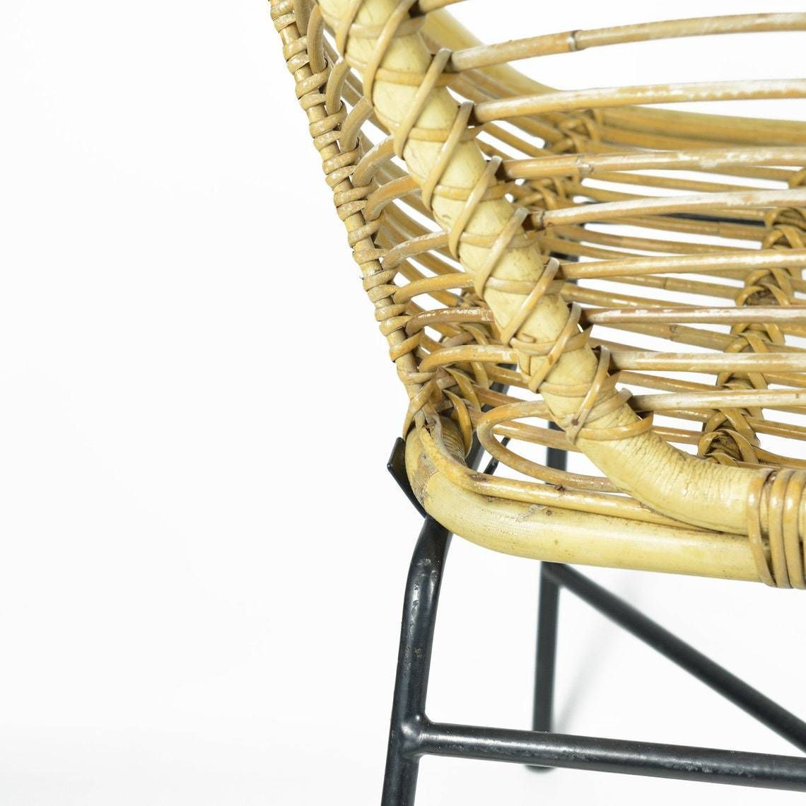 1960s Scandinavian Modern Rattan Bucket Armchair, Denmark photo buy