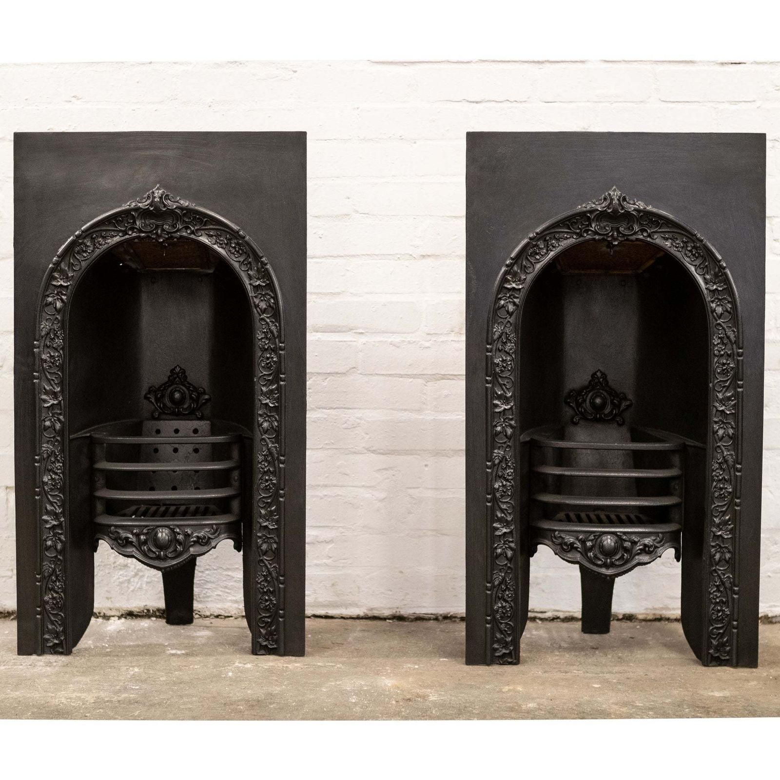 Antique Ornate Victorian Cast Iron Arched Insert photo for sale
