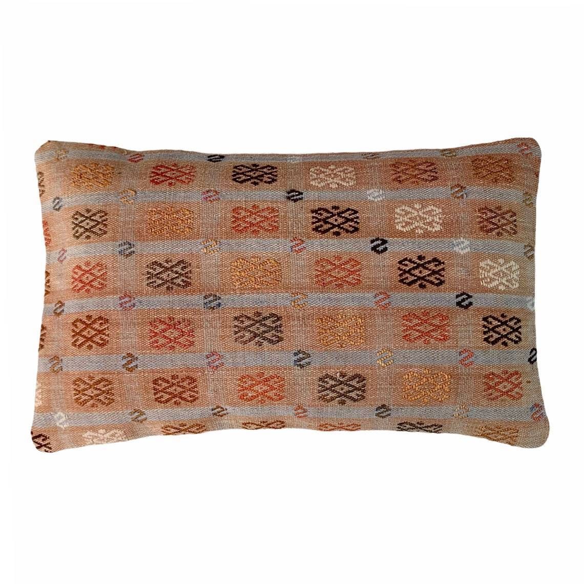 Vintage Turkish Kilim Cushion Cover, 30 X 50 Cm photo vintage
