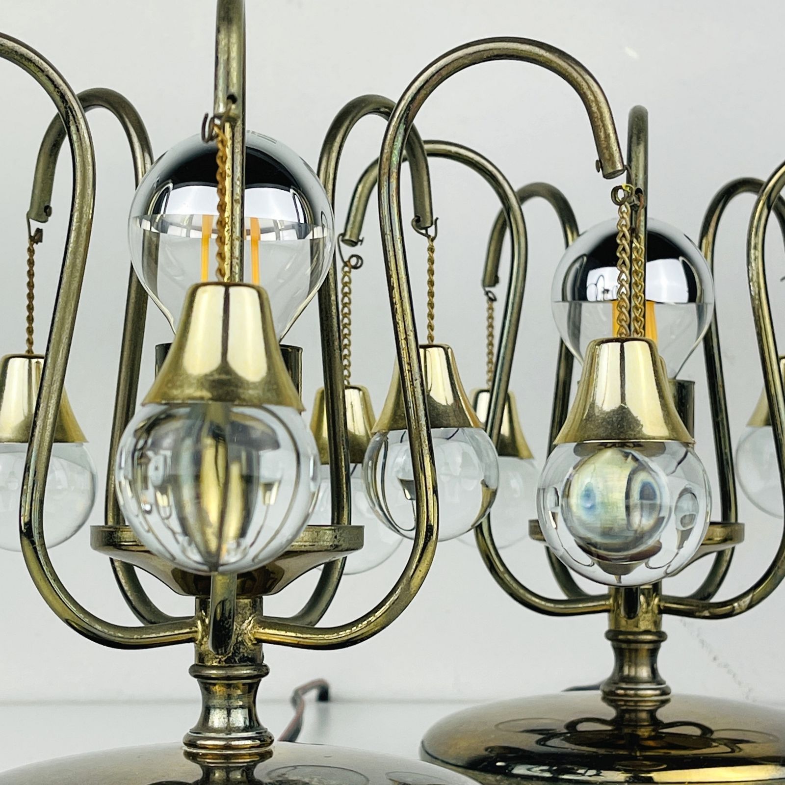 photo buy Pair Of Vintage Glass Ball Table Lamps Italy 1960s