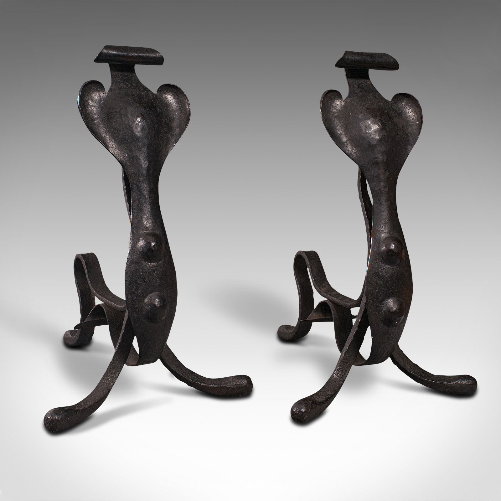 Pair Of Antique Fireside Tool Rests, English, Fire Dog