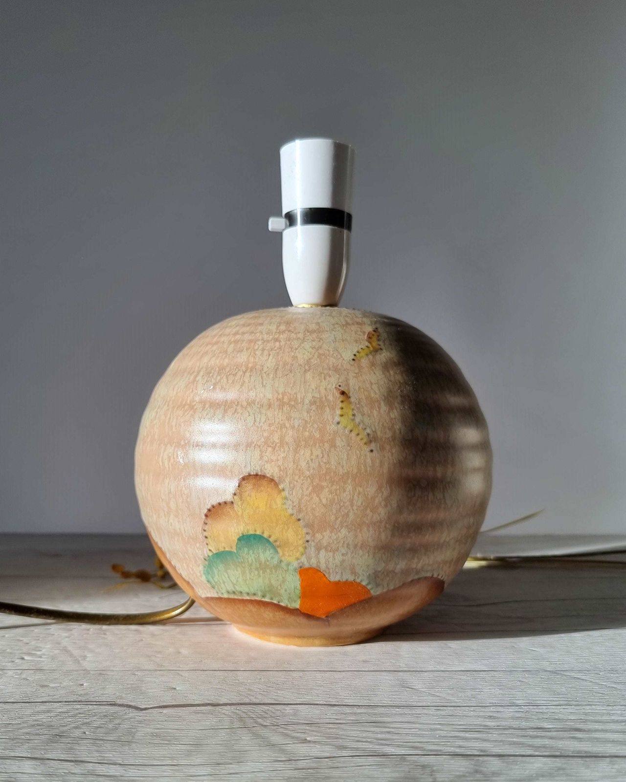 Crown Devon, Att. Ditmar Urbach, Art Deco Stylised Stitch Tree Décor Globe Lamp Base, 1920s 30s photo vinterior