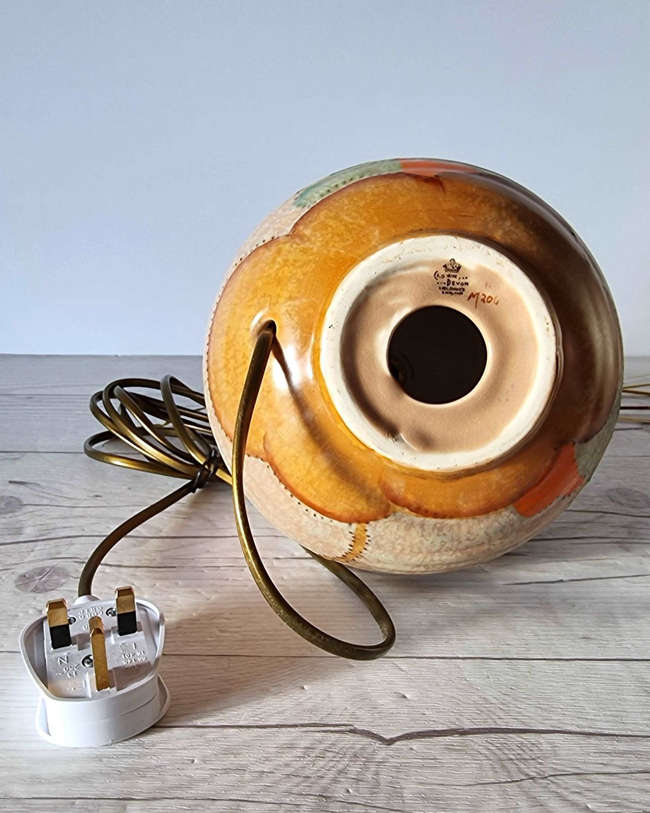 126.0 Crown Devon, Att. Ditmar Urbach, Art Deco Stylised Stitch Tree Décor Globe Lamp Base, 1920s 30s photo