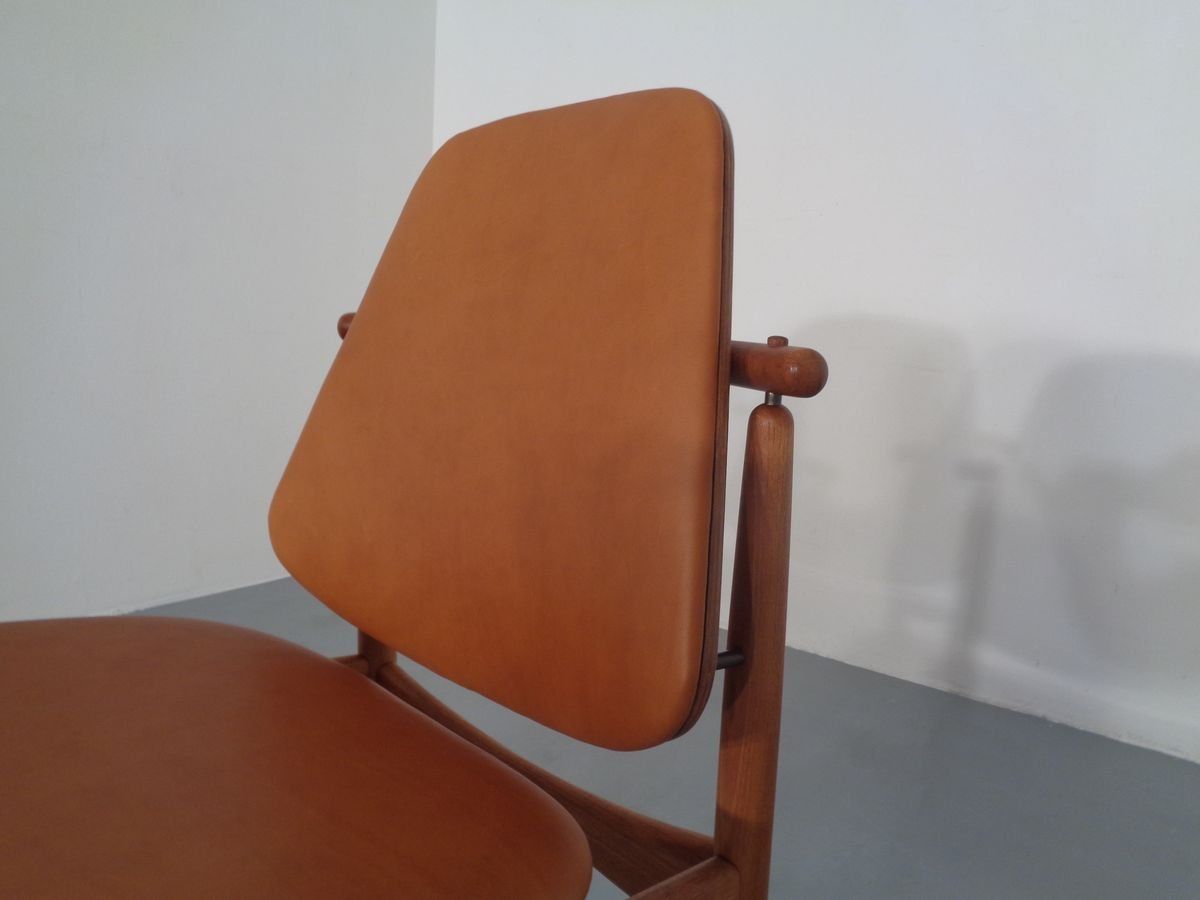 Teak And Brass Side Chair By Arne Hovmand Olsen For Mogens Kold, 1950s photo vintage