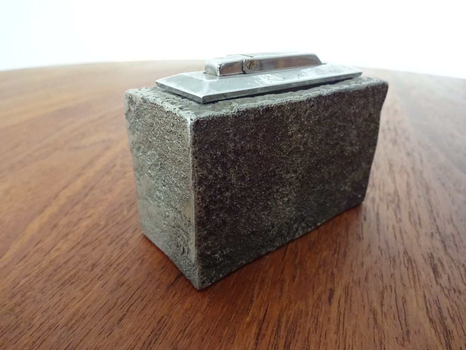 Home Decor Brutalist Sculptural Iron Candleholder, Ashtray & Lighter, 1960s photo