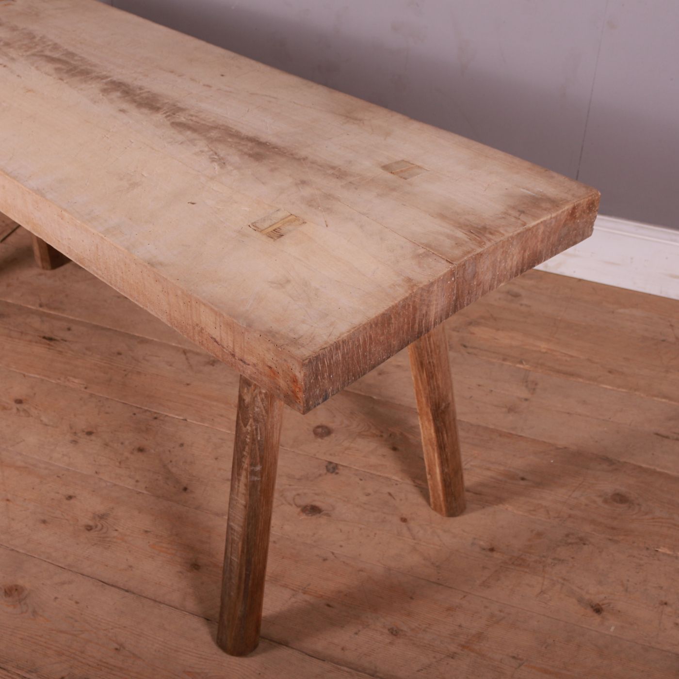French Scrubbed Sycamore And Elm Trestle Table photo for sale