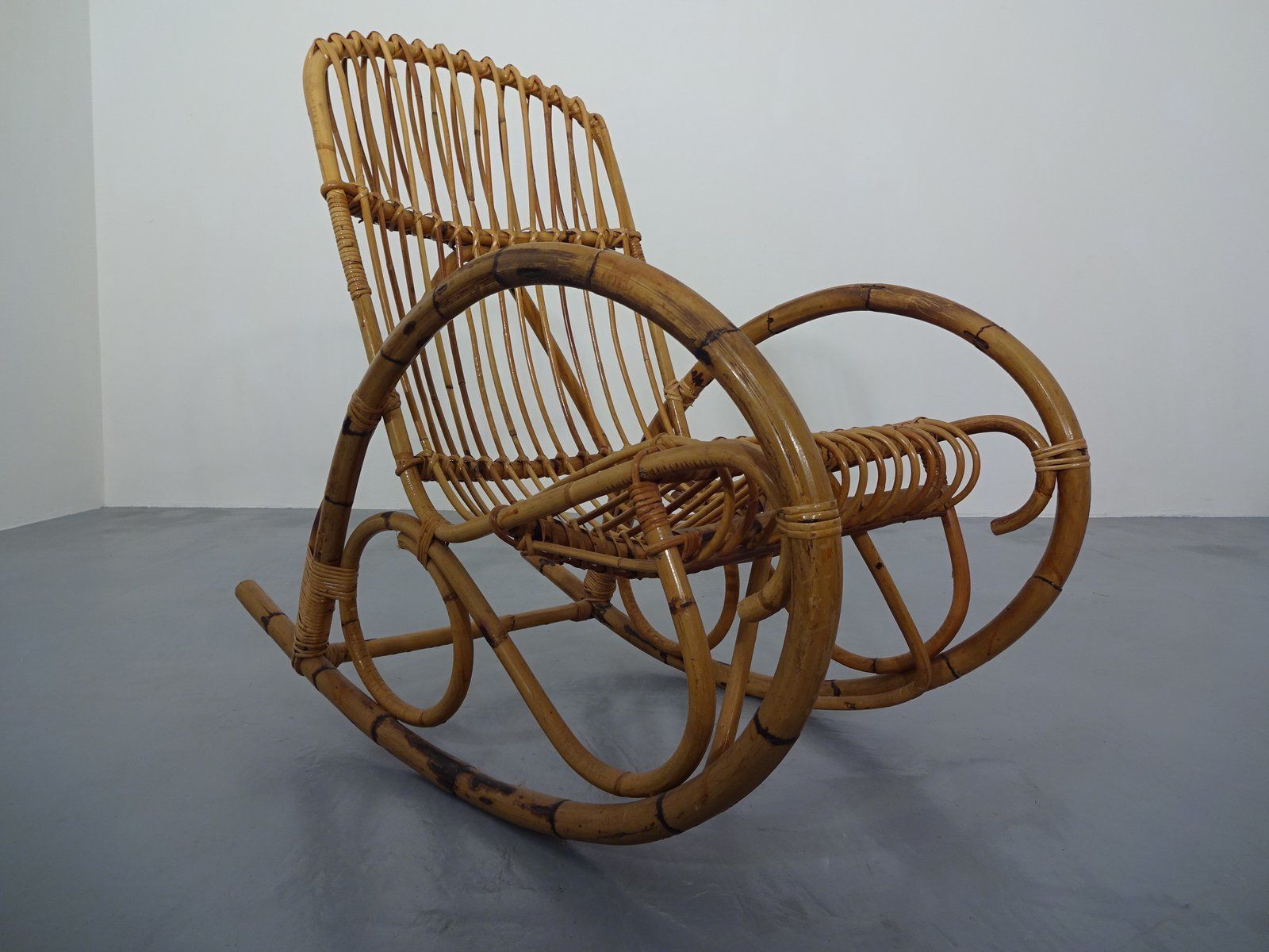 Mid Century Italian Bamboo Rocking Chair, 1950s photo furniture