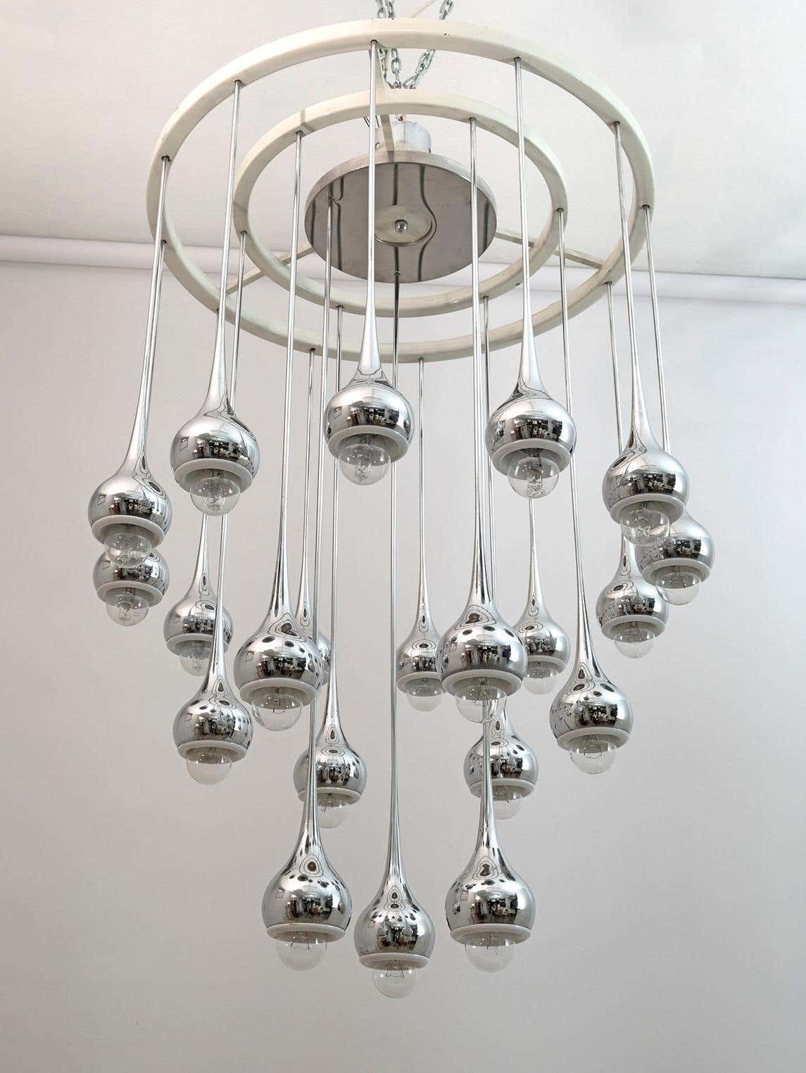 Angelo Brotto Mid Century Italian Metal Chrome Chandelier For Esperia, 1970s photo 3184.0