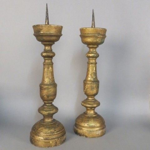 Two Baroque Candle Holders Made Of Wood. 1650   1700