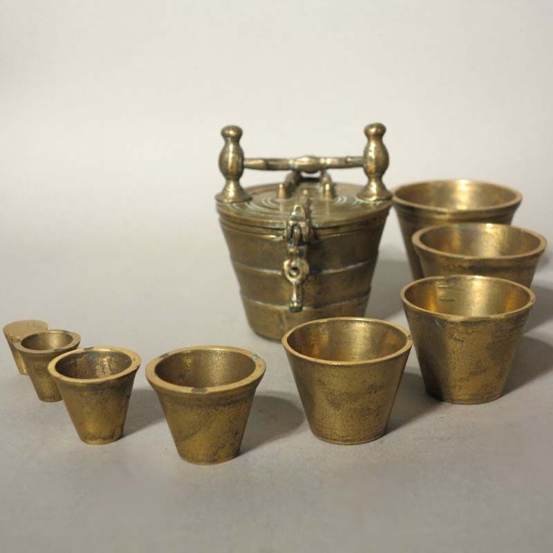 Antique 19th Century Set Of Brass Nesting Weights