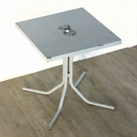 Tolix Industrial Metal Garden Table With Advertising Fischer Bräu 1950 photo Garden Furniture
