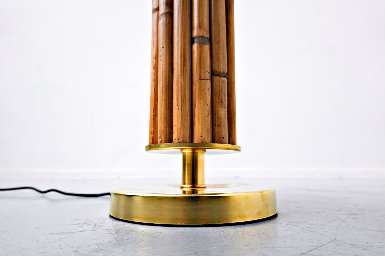 photo furniture Pair Of Contemporary Italian Brass And Bamboo Table Lamps