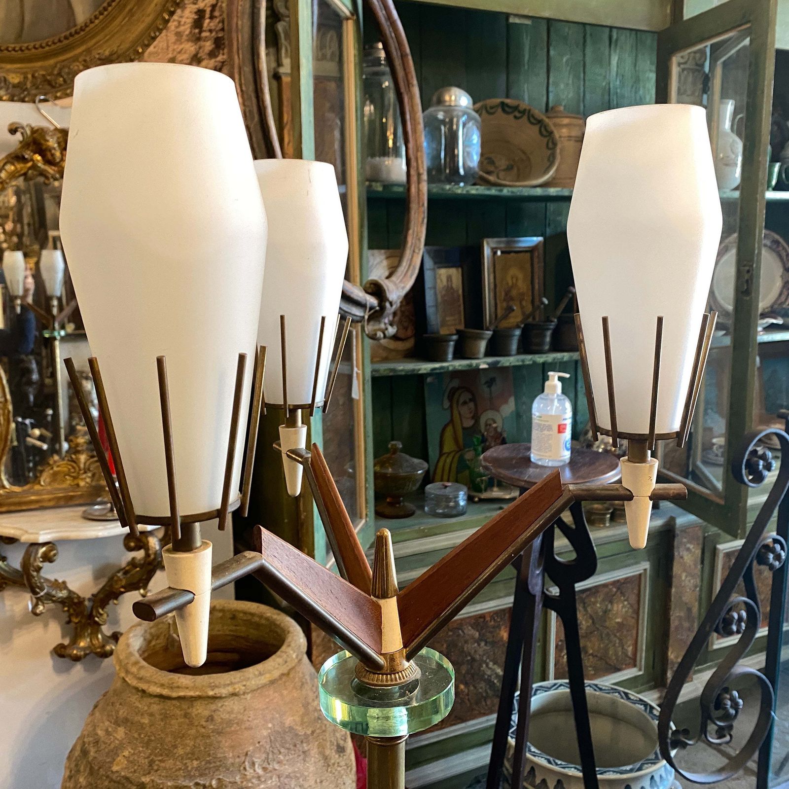 1960s Arredoluce Mid Century Modern Brass And Glass Floor Lamp photo furniture