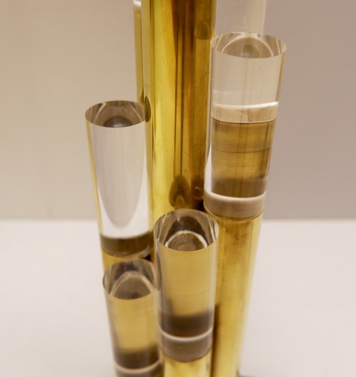 Pair Of Contemporary Brass And Glass Tube Table Lamps photo 2695.0