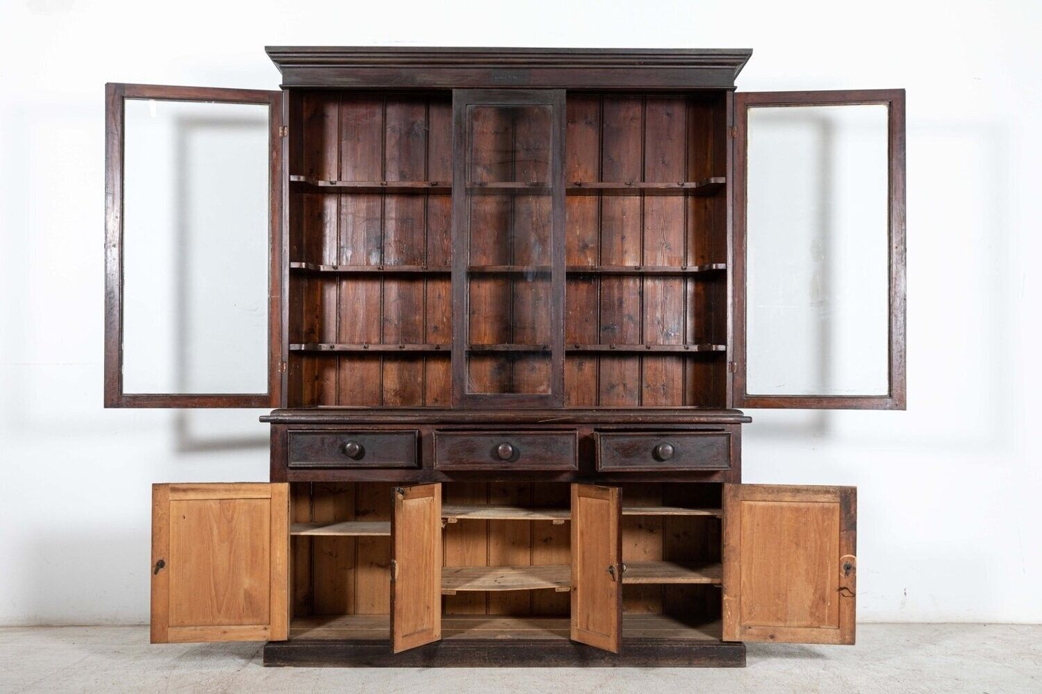 Large 19thc English Glazed Pine Dresser photo furniture