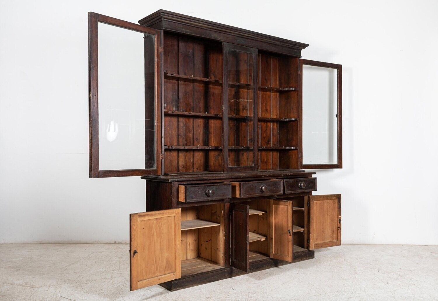 Large 19thc English Glazed Pine Dresser photo Furniture