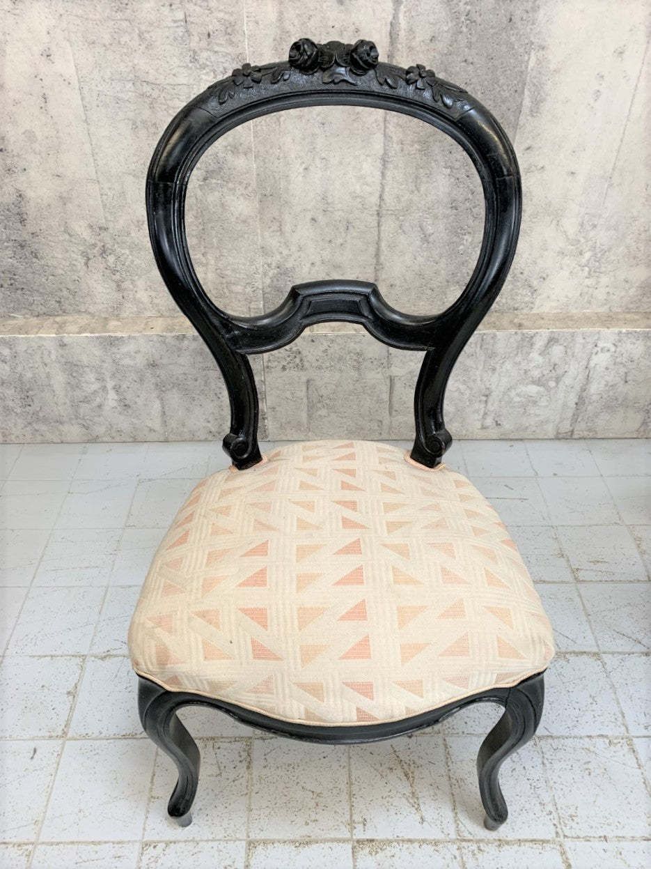 Set Of 4 Of Ebonised Napoleon III Hand Carved Balloon Chairs To Reupholster photo vinterior
