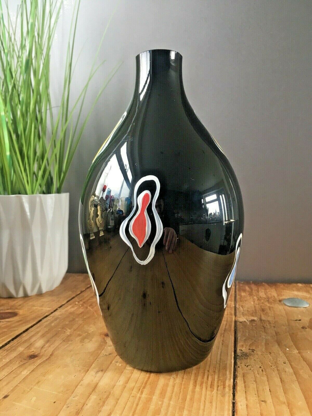 Retro Glass Vase Multicoloured Splash Decoration Veb Kunstglas Style Italian photo furniture