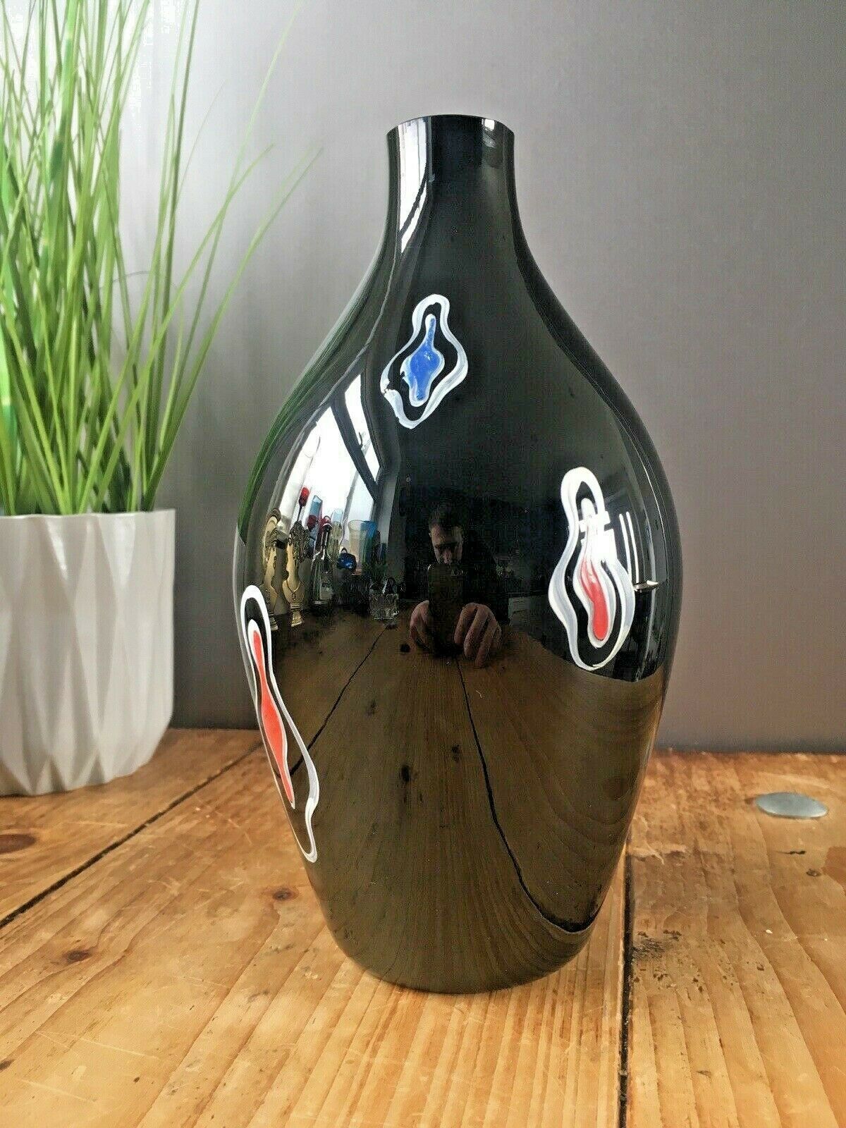 Retro Glass Vase Multicoloured Splash Decoration Veb Kunstglas Style Italian photo Home Decor