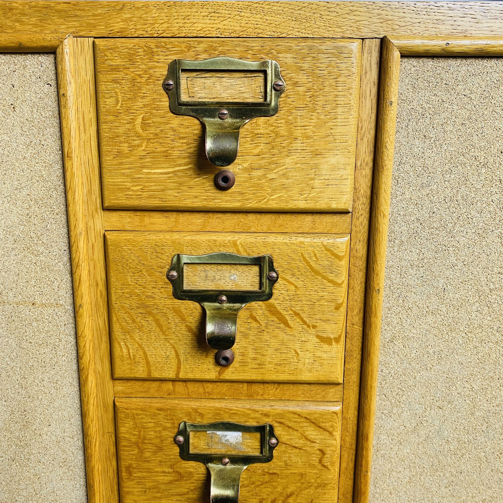 Mid Century Oak 24 Drawer Index Card Filing Cabinet, Double Sided photo for sale