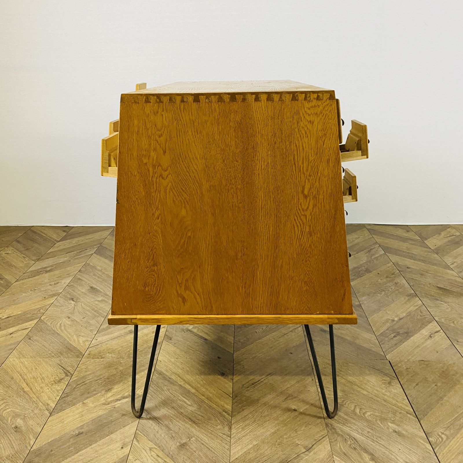 Furniture Mid Century Oak 24 Drawer Index Card Filing Cabinet, Double Sided photo
