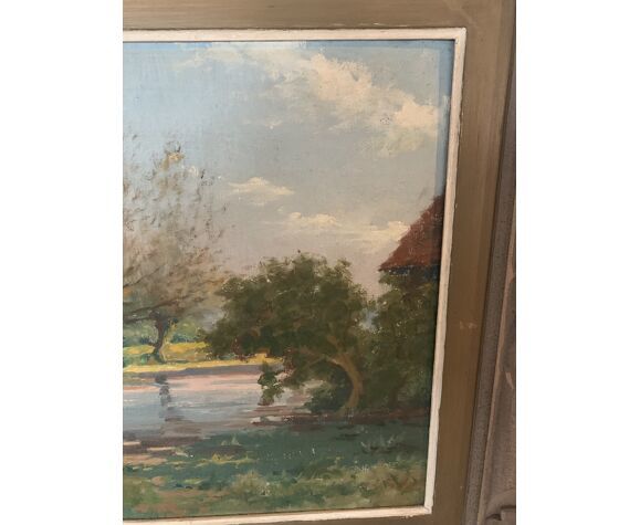Oil On Canvas Landscape Of Countryside By M. Deschoot photo 454.832127