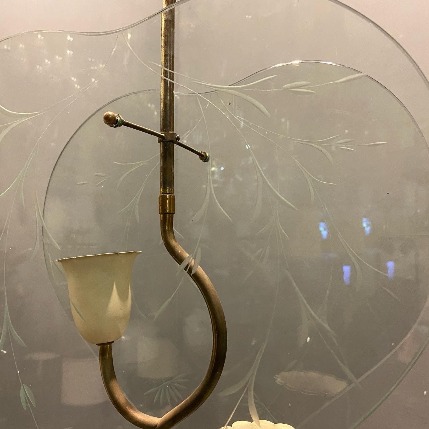 photo for sale Italian Vintage Etched Glass Light Pendant By Pietro Chiesa