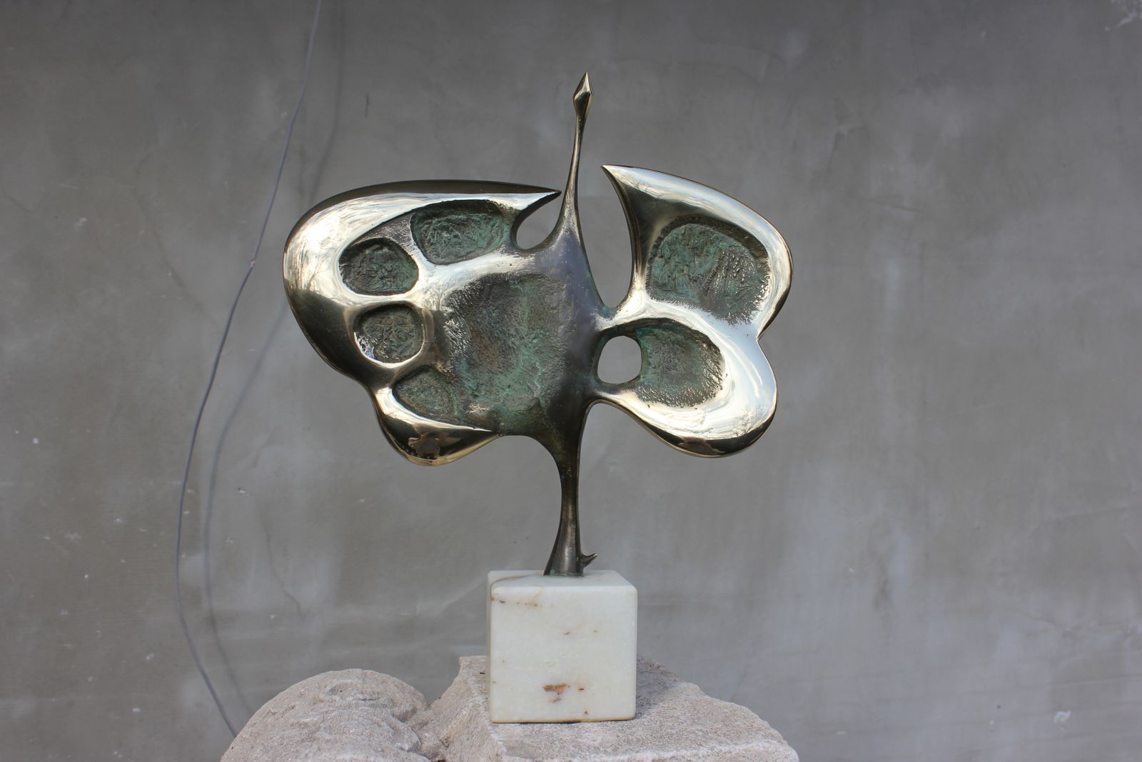 Bronze Bird Abstract Statue Signed Mid Figurine Original Sculpture Wedding Couple Gift 50s Anniversary Gift 40s