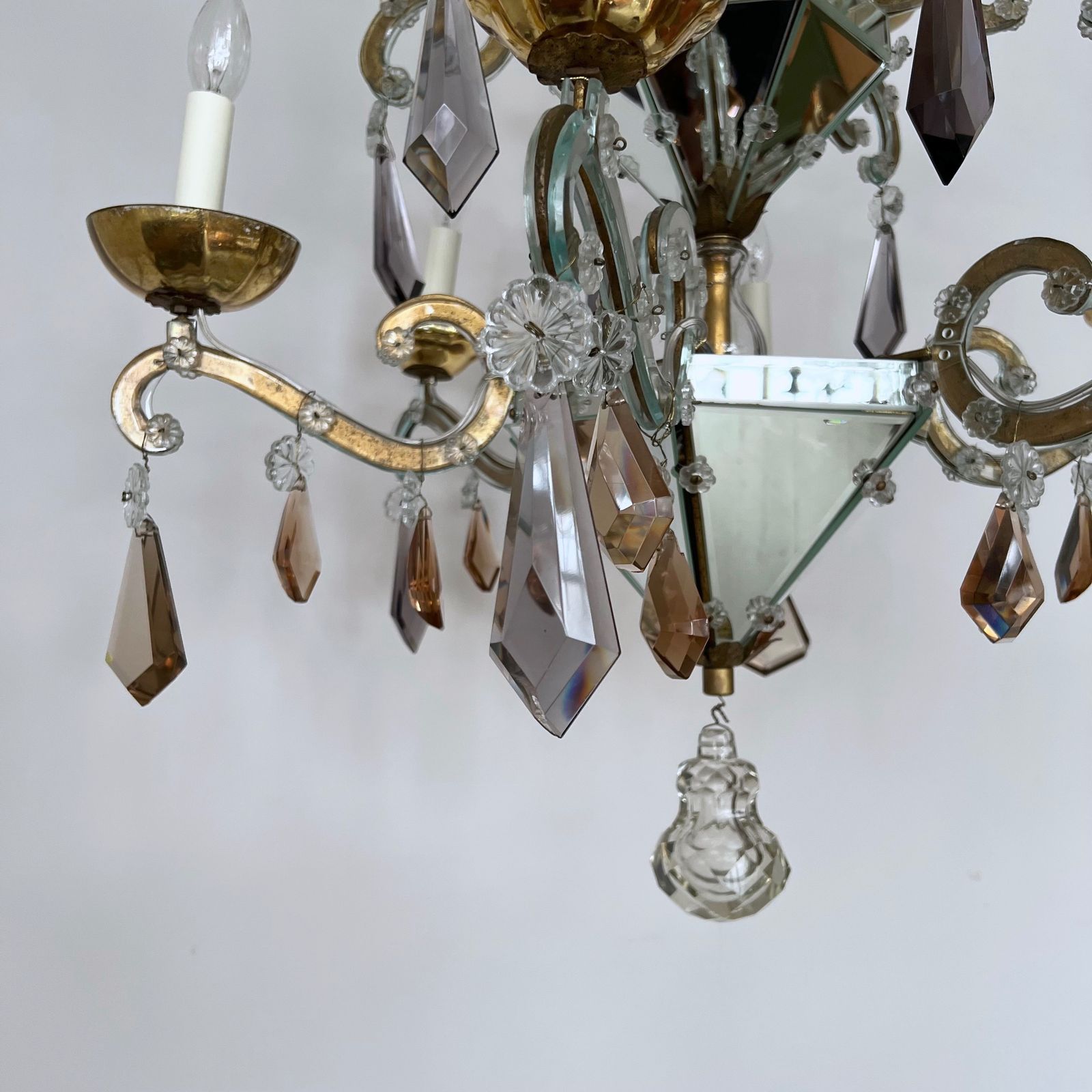 photo buy Large French Art Deco Mirrored Chandelier With Cut Crystal Drops
